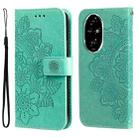 For Honor 200 Pro Seven-petal Flowers Embossing Leather Phone Case(Green) - 1