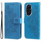 For Honor 200 Seven-petal Flowers Embossing Leather Phone Case(Blue) - 1