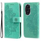 For Honor 200 Seven-petal Flowers Embossing Leather Phone Case(Green) - 1