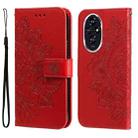 For Honor 200 Seven-petal Flowers Embossing Leather Phone Case(Red) - 1