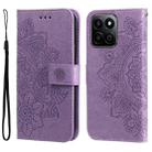 For Honor Play 60 Plus Seven-petal Flowers Embossing Leather Phone Case(Light Purple) - 1