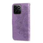 For Honor Play 60 Plus Seven-petal Flowers Embossing Leather Phone Case(Light Purple) - 3