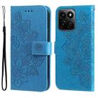 For Honor Play 60 Plus Seven-petal Flowers Embossing Leather Phone Case(Blue) - 1