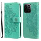 For Honor Play 60 Plus Seven-petal Flowers Embossing Leather Phone Case(Green) - 1