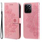 For Honor Play 60 Plus Seven-petal Flowers Embossing Leather Phone Case(Rose Gold) - 1