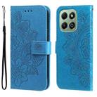 For Honor X6b Seven-petal Flowers Embossing Leather Phone Case(Blue) - 1