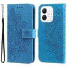 For Honor X60i Seven-petal Flowers Embossing Leather Phone Case(Blue) - 1