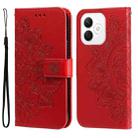 For Honor X60i Seven-petal Flowers Embossing Leather Phone Case(Red) - 1