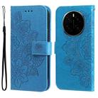 For Honor Magic7 Seven-petal Flowers Embossing Leather Phone Case(Blue) - 1