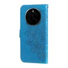 For Honor Magic7 Seven-petal Flowers Embossing Leather Phone Case(Blue) - 3