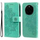 For Honor Magic7 Seven-petal Flowers Embossing Leather Phone Case(Green) - 1