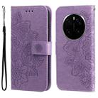 For Honor Magic7 Pro Seven-petal Flowers Embossing Leather Phone Case(Light Purple) - 1