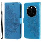 For Honor Magic7 Pro Seven-petal Flowers Embossing Leather Phone Case(Blue) - 1