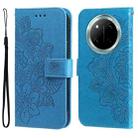 For Honor X9c / Magic7 Lite Seven-petal Flowers Embossing Leather Phone Case(Blue) - 1