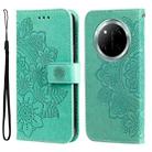 For Honor X9c / Magic7 Lite Seven-petal Flowers Embossing Leather Phone Case(Green) - 1