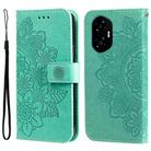 For Honor 300 Seven-petal Flowers Embossing Leather Phone Case(Green) - 1