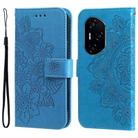 For Honor 300 Ultra Seven-petal Flowers Embossing Leather Phone Case(Blue) - 1