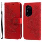 For Honor 300 Ultra Seven-petal Flowers Embossing Leather Phone Case(Red) - 1