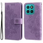 For Honor X8c 4G Seven-petal Flowers Embossing Leather Phone Case(Light Purple) - 1