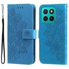 For Honor X8c 4G Seven-petal Flowers Embossing Leather Phone Case(Blue) - 1
