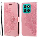 For Honor X8c 4G Seven-petal Flowers Embossing Leather Phone Case(Rose Gold) - 1