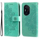For Honor 400 Seven-petal Flowers Embossing Leather Phone Case(Green) - 1