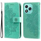 For Honor 400 Lite Seven-petal Flowers Embossing Leather Phone Case(Green) - 1