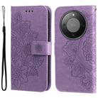 For Honor X70 5G Seven-petal Flowers Embossing Leather Phone Case(Light Purple) - 1