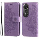For Honor Play 70 Plus Seven-petal Flowers Embossing Leather Phone Case(Light Purple) - 1