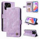 For Honor X6a Skin Feel Life Tree Metal Button Leather Phone Case(Purple) - 1
