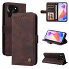 For Honor X6a Skin Feel Life Tree Metal Button Leather Phone Case(Brown) - 1