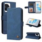 For Honor 100 Skin Feel Life Tree Metal Button Leather Phone Case(Blue) - 1