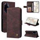 For Honor 100 Pro Skin Feel Life Tree Metal Button Leather Phone Case(Brown) - 1