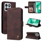 For Honor X8b Skin Feel Life Tree Metal Button Leather Phone Case(Brown) - 1