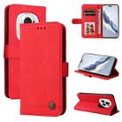For Honor Magic6 Pro Skin Feel Life Tree Metal Button Leather Phone Case(Red) - 1