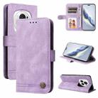 For Honor Magic6 Pro Skin Feel Life Tree Metal Button Leather Phone Case(Purple) - 1