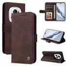 For Honor Magic6 Pro Skin Feel Life Tree Metal Button Leather Phone Case(Brown) - 1