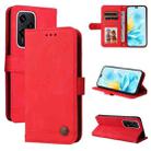 For Honor 200 Lite Global Skin Feel Life Tree Metal Button Leather Phone Case(Red) - 1