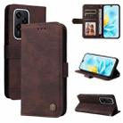 For Honor 200 Lite Global Skin Feel Life Tree Metal Button Leather Phone Case(Brown) - 1