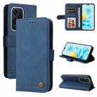 For Honor 200 Lite Global Skin Feel Life Tree Metal Button Leather Phone Case(Blue) - 1