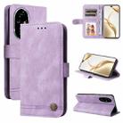 For Honor 200 Pro Skin Feel Life Tree Metal Button Leather Phone Case(Purple) - 1