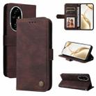 For Honor 200 Pro Skin Feel Life Tree Metal Button Leather Phone Case(Brown) - 1