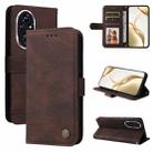 For Honor 200 Skin Feel Life Tree Metal Button Leather Phone Case(Brown) - 1