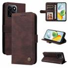 For Honor Play 60 Plus Skin Feel Life Tree Metal Button Leather Phone Case(Brown) - 1