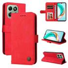 For Honor X6b Skin Feel Life Tree Metal Button Leather Phone Case(Red) - 1