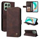 For Honor X6b Skin Feel Life Tree Metal Button Leather Phone Case(Brown) - 1