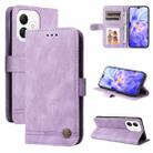 For Honor X60i Skin Feel Life Tree Metal Button Leather Phone Case(Purple) - 1