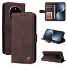 For Honor Magic7 Skin Feel Life Tree Metal Button Leather Phone Case(Brown) - 1