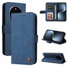 For Honor Magic7 Skin Feel Life Tree Metal Button Leather Phone Case(Blue) - 1