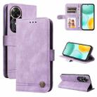 For Honor Play 60 Skin Feel Life Tree Metal Button Leather Phone Case(Purple) - 1